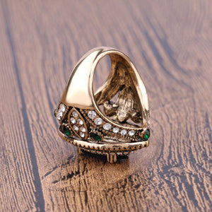 Big Luxurious Vintage Mosaic Crystal wedding ring