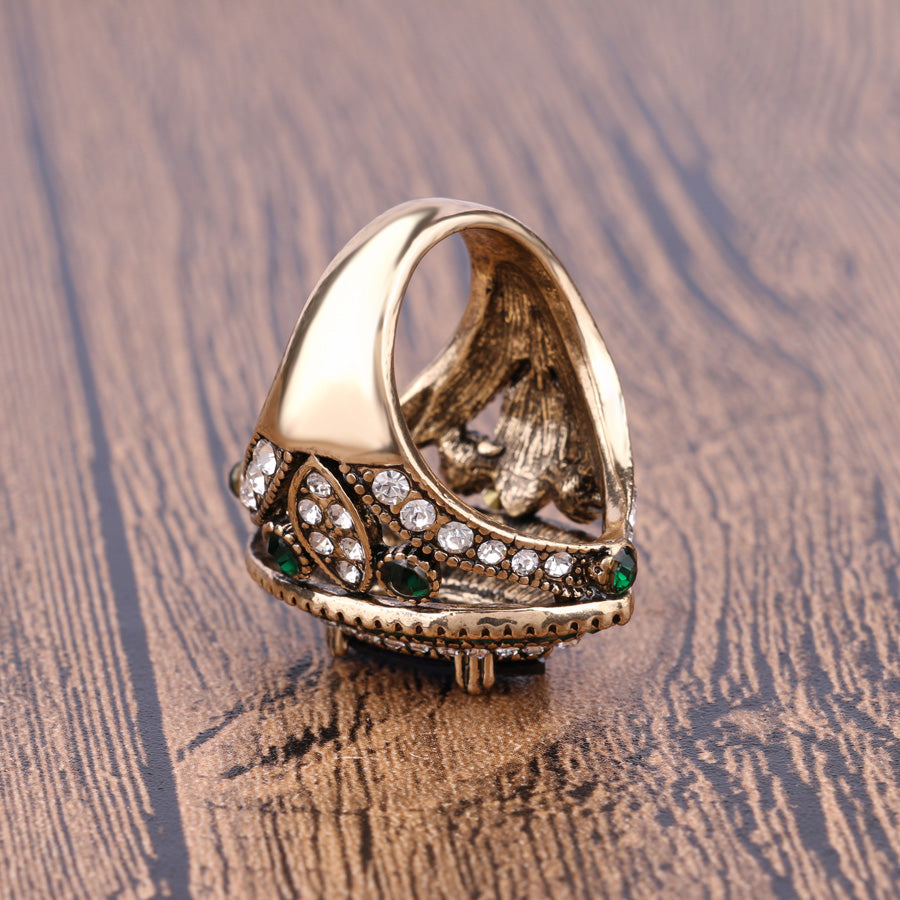 Big Luxurious Vintage Mosaic Crystal wedding ring