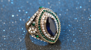 Big Luxurious Vintage Mosaic Crystal wedding ring