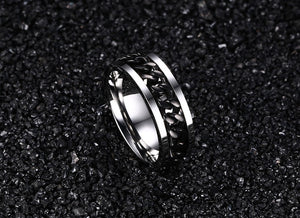 Fashionable stainless steel black chain spinner ring