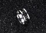Fashionable stainless steel black chain spinner ring