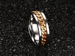 Fashionable stainless steel black chain spinner ring
