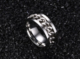 Fashionable stainless steel black chain spinner ring