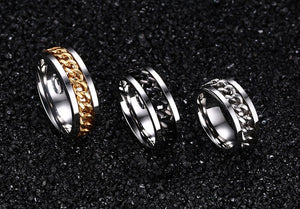 Fashionable stainless steel black chain spinner ring