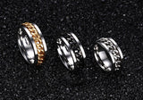 Fashionable stainless steel black chain spinner ring