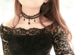 Black Flower Rhinestone Choker Necklace