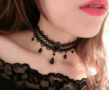 Black Flower Rhinestone Choker Necklace