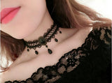 Black Flower Rhinestone Choker Necklace