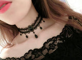 Black Flower Rhinestone Choker Necklace