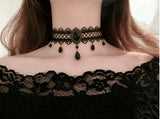 Black Flower Rhinestone Choker Necklace