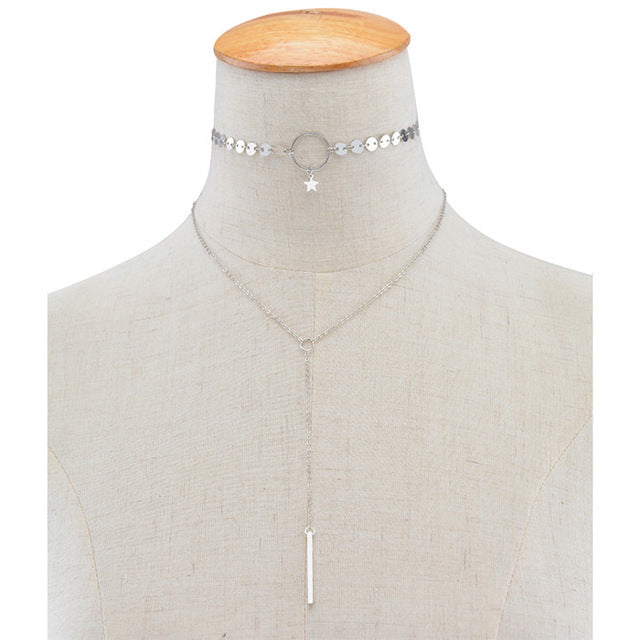 Long Double Layer Tassel Star Necklace